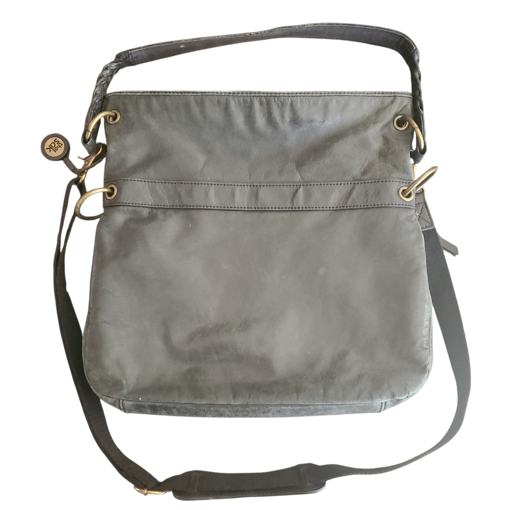 The Sak Black Leather Shoulder Bag with Gold Accents - Picture 2 of 7